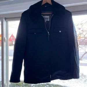 Vtg Blauer Police Bomber Jacket Mens Blue Zip Liner Faux Fur Collar 38L Boston,